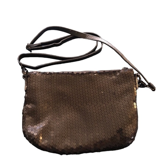 Disney Parks Sequin Crossbody Minnie Mickey Handbag Black Zip Pockets 9X6.5 - Picture 2 of 6